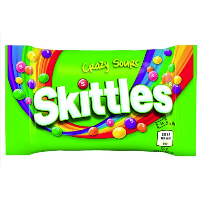 Skittles Crazy Sours Chewy Candy Single Bag 45g