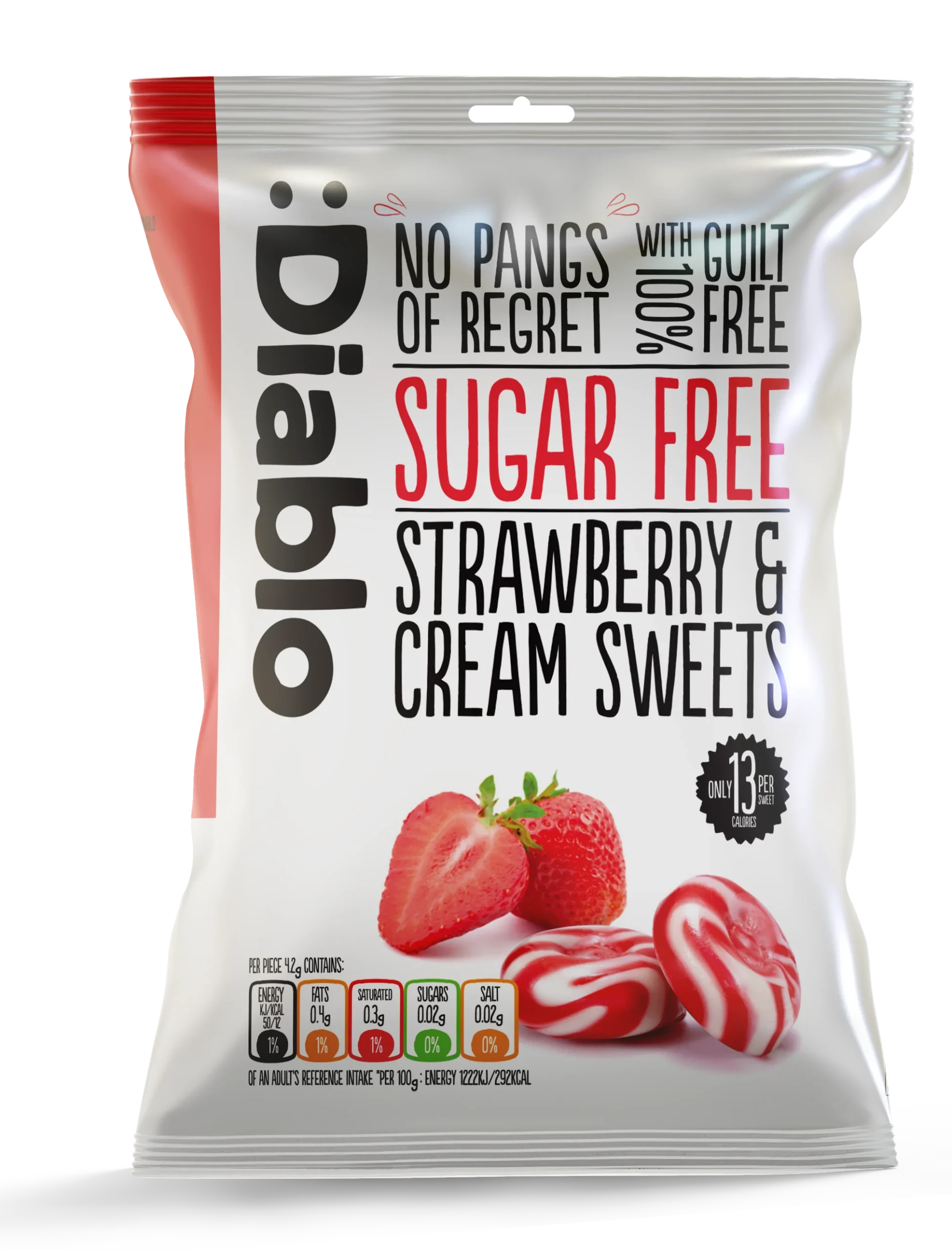 Diablo Sugar Free Strawberry & Cream Hard Sweets 75g