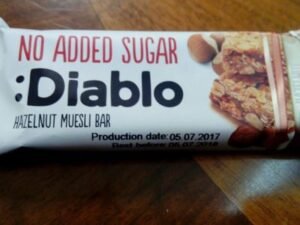 Diablo No Added Sugar Hazelnut Muesli Bar 30g