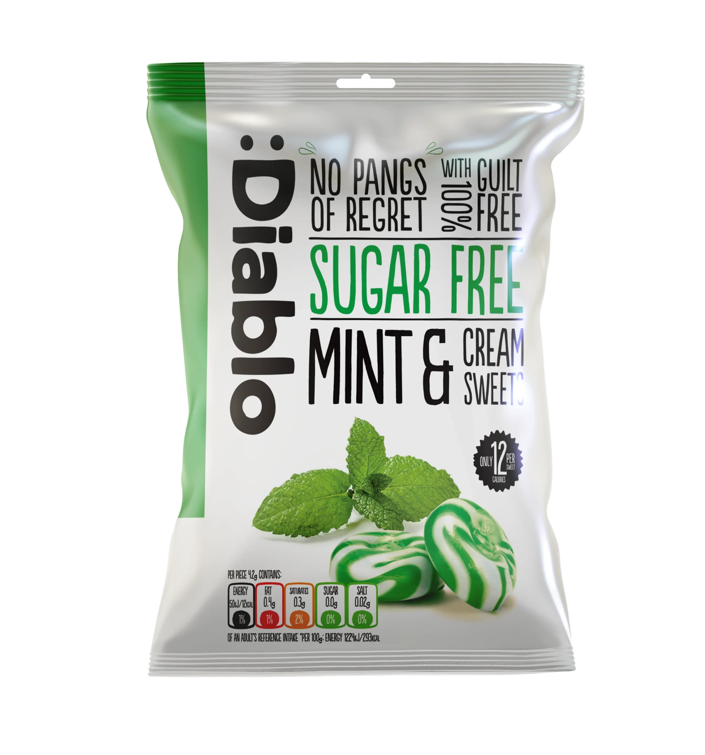 Diablo Sugar Free Mint & Cream Hard Sweets 75g