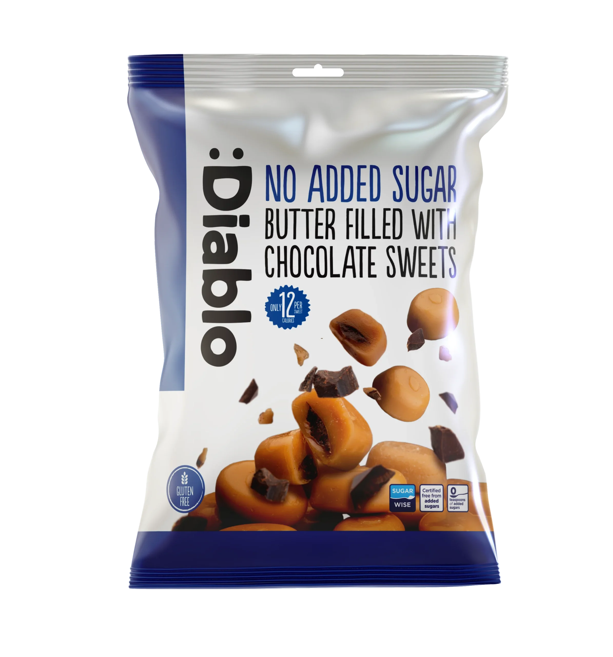 Diablo No Added Sugar Butter Filled with Chocolate Sweets 75g