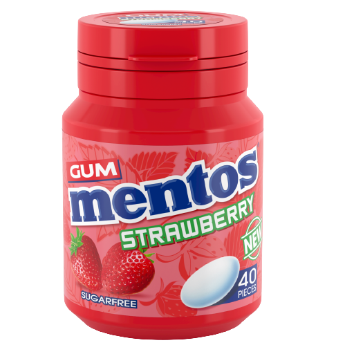 Mentos Pure Fresh Strawberry Sugar Free Gum 56g Bottle